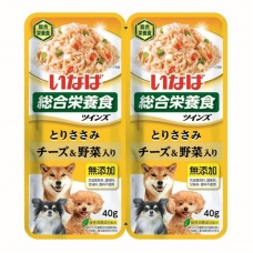 INABA влажный корм для собак TWINS  Куриное филе с овощами и сыром в желе, 40 г х 2 шт