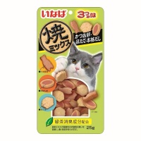 INABA лакомство запеченное для кошек Yakimiksu ассорти со вкусом кацуобуси, морского гребешка и наваристого бульона, 25 г
