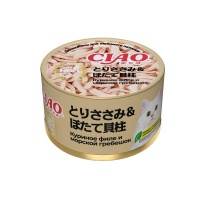 INABA влажный корм для кошек CIAO can Куриное филе и морской гребешок, 85 г