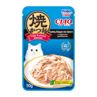 INABA влажный корм для кошек Yaki Katsuo Dinner Тунец Кацуо на гриле с морским гребешком, 50 г