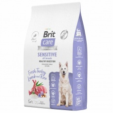Brit Care сухой корм для взрослых собак с чувствительным пищеварением, индейка, ягненок, 1,5 кг