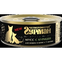 Четвероногий гурман Golden Line мусс сливочный для кошек и котят с курицей, 100 г