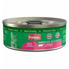 Четвероногий гурман Мясное ассорти консервы для кошек с языком, 100 гр