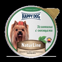 ХэппиДог Natur Line Паштет для собак, Телятина с овощами, ламистер 0,125 кг 72250