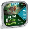 Monge Cat BWild GRAIN FREE беззерновые консервы из тунца с овощами для стерилизованных кошек 100г