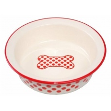 N1 Миска керамическая, рисунок "Красный горох, Косточка", 12,5*4 см, МКР452