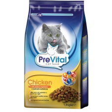 PreVital сухой корм курица с овощами для кошек, уп. 1.8 кг