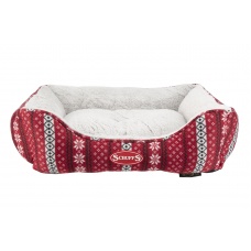 SCRUFFS Лежак для животных с бортиками "Santa Paws", бело-красный, 60x50