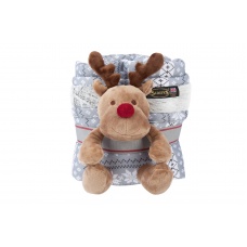 SCRUFFS Одеяло для животных с игрушкой, бело-серое, 110x72,5
