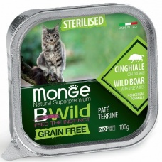 Monge Cat BWild GRAIN FREE беззерновые консервы из кабана с овощами для стерилизованных кошек 100г
