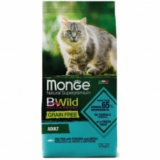 Monge Cat BWild GRAIN FREE беззерновой корм из трески для взрослых кошек 1,5 кг