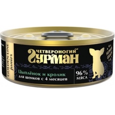 Четвероногий Гурман Golden консервы для щенков Цыпленок и Кролик в желе
