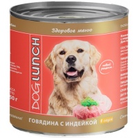 Dog Lunch консервы для собак Говядина с индейкой в соусе