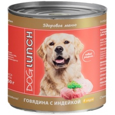 Dog Lunch консервы для собак Говядина с индейкой в соусе