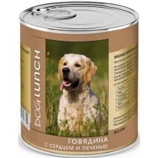 Dog Lunch консервы для собак Говядина с сердцем и печенью в желе