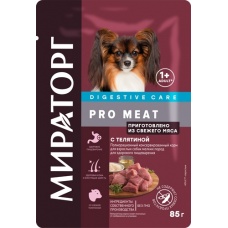 Мираторг PRO MEAT пауч для взр. собак мел. пород для пищеварения с Телятиной