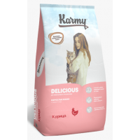 Karmy Delicious сухой корм для кошек привередливых в питании, c курицей 10 кг