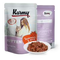 Karmy Kitten влажный корм для котят, беременных и кормящих кошек, Телятина в желе 80 г